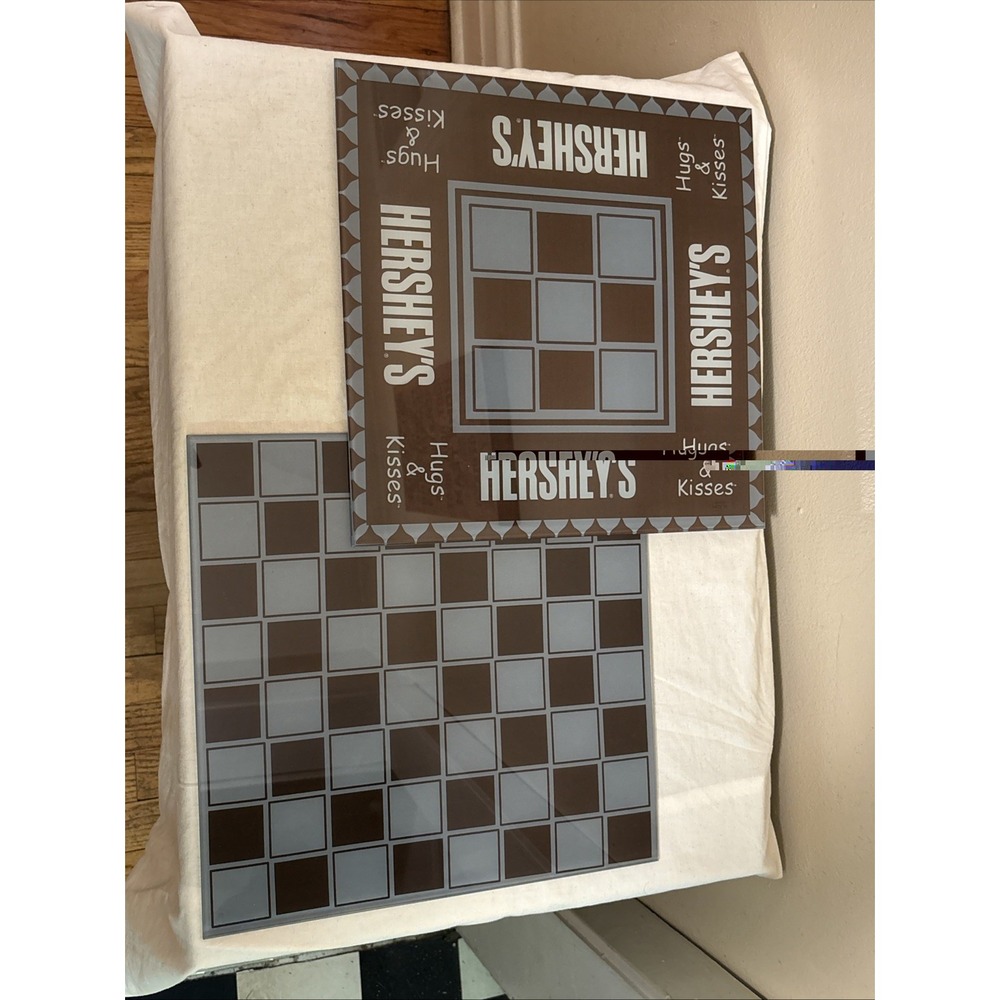 Hershey Hugs & Kisses Glass Chess Checkers Tic Tac Toe Game Boards 12x12